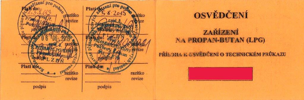 Osvědčení o alernativním pohonu 1