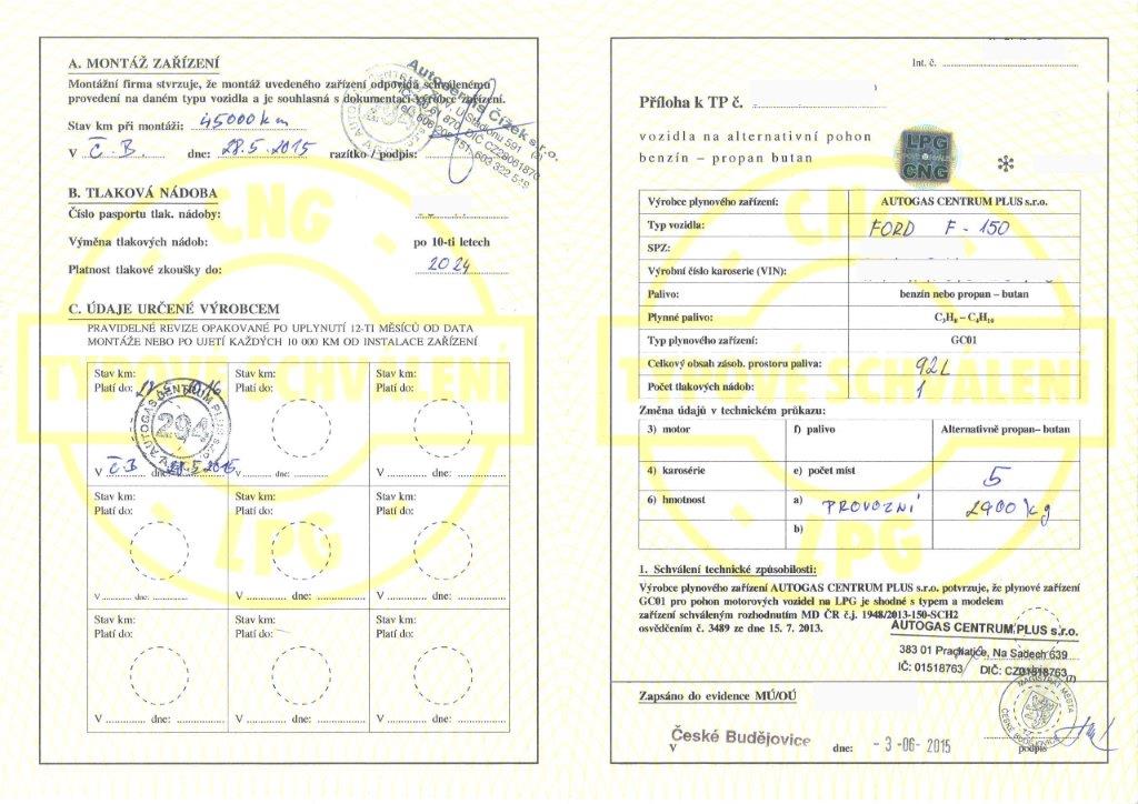 Příloha k technickému průkazu o alernativním pohonu 1